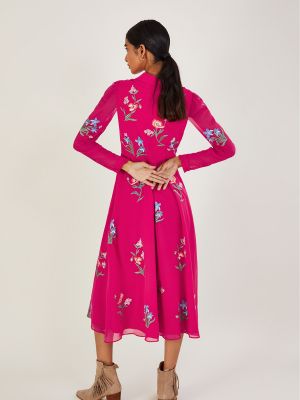 Платье-рубашка с вышивкой Monsoon розовое