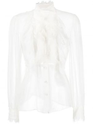 Bluză de mătase cu volane Alberta Ferretti alb