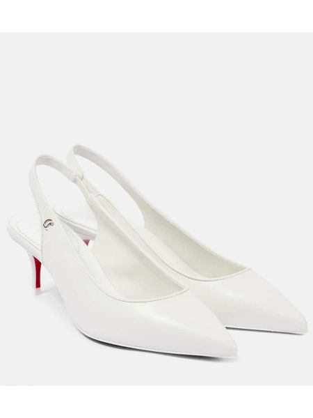 Slingback læder pumper med stropper Christian Louboutin hvid