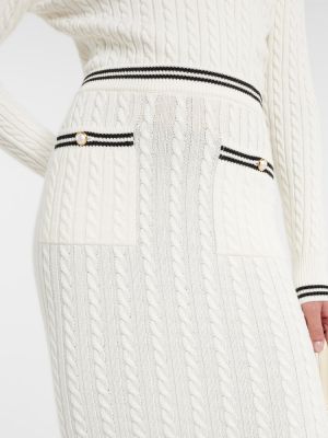 Pruhovaná bavlnená midi sukňa Alessandra Rich biela