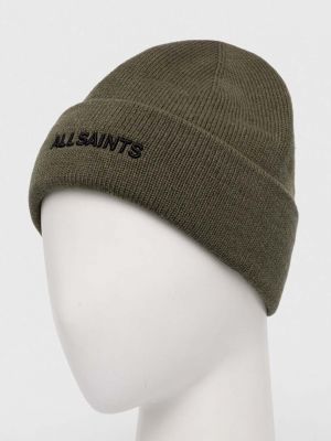 Dzianinowa czapka Allsaints zielona