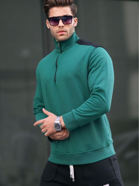 Džemperis ar rāvējslēdzēju Madmext zaļš
