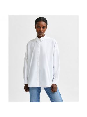 Camisa de algodón manga larga Selected Femme blanco