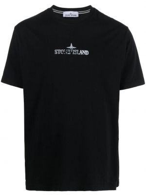 Bavlnené tričko s potlačou Stone Island čierna