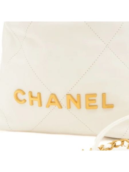 Bolso cruzado de cuero retro Chanel Vintage blanco