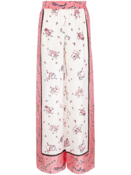 Pantaloni de mătase cu imagine Fendi