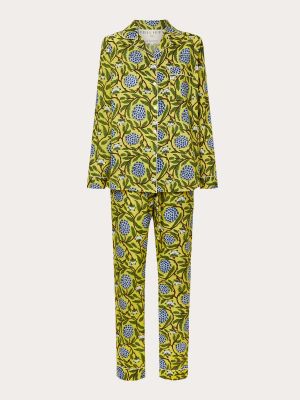 Pijama de algodón con estampado Philippa 1970 amarillo