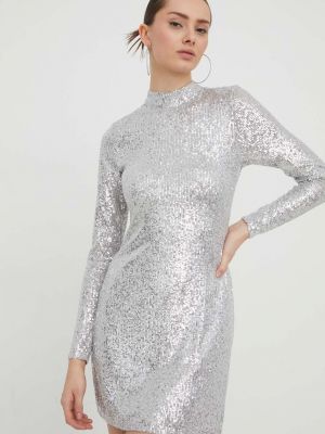 Testhezálló mini ruha Abercrombie & Fitch ezüstszínű