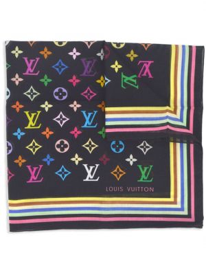 Sciarpa di cotone con stampa Louis Vuitton nero