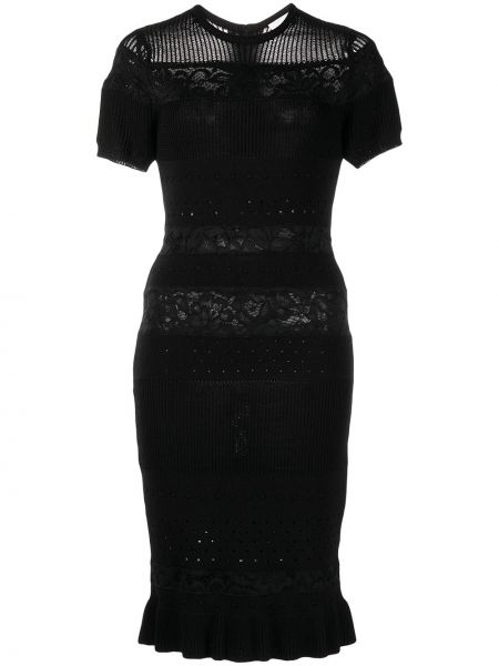Viskózové přiléhavé mini šaty s krátkými rukávy Milly - černá