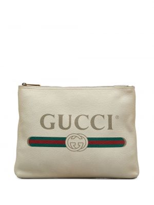 Clutch somiņa ar rāvējslēdzēju ar apdruku Gucci Pre-owned balts