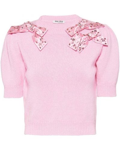 Jersey con lazo de tela jersey Miu Miu rosa