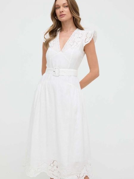 Lniana sukienka długa Twinset biała
