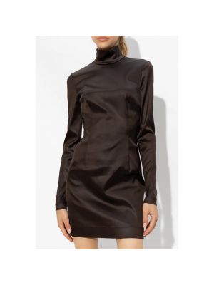 Mini vestido de raso con cuello alto Dolce & Gabbana marrón