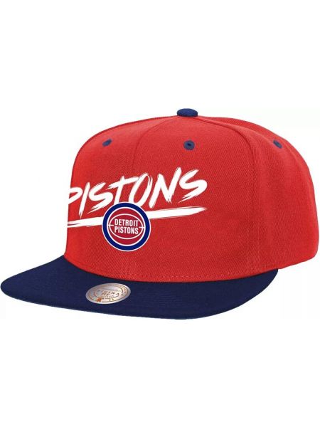 Мужская кепка Mitchell & Ness Detroit Pistons из твердой древесины Classic Transcript красная
