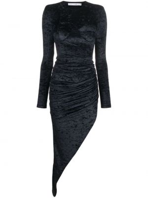 Asymetrické zamatové dlouhé šaty Amen čierna