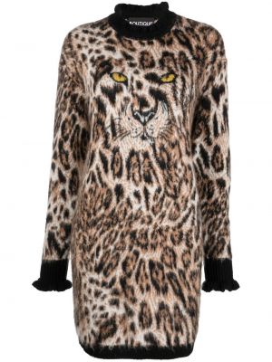 Leopard trykt strikket dress Boutique Moschino brun