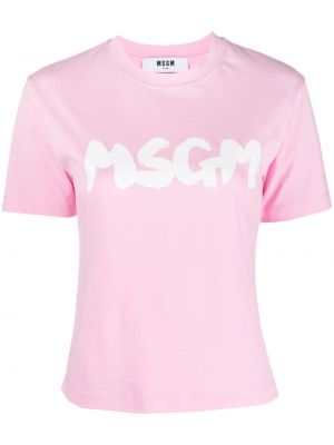 Tricou din bumbac cu imagine Msgm roz
