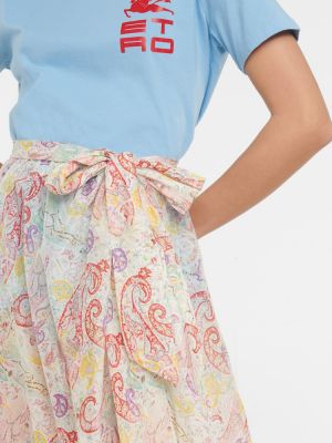 Bavlnená hodvábna dlhá sukňa s paisley vzorom Etro biela