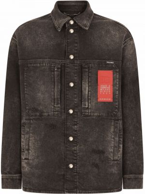 Džínsová bunda s potlačou Dolce & Gabbana čierna
