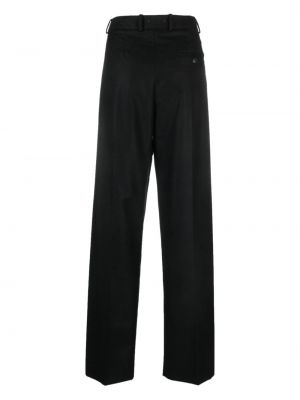 Plisované vlněné rovné kalhoty Nehera černé