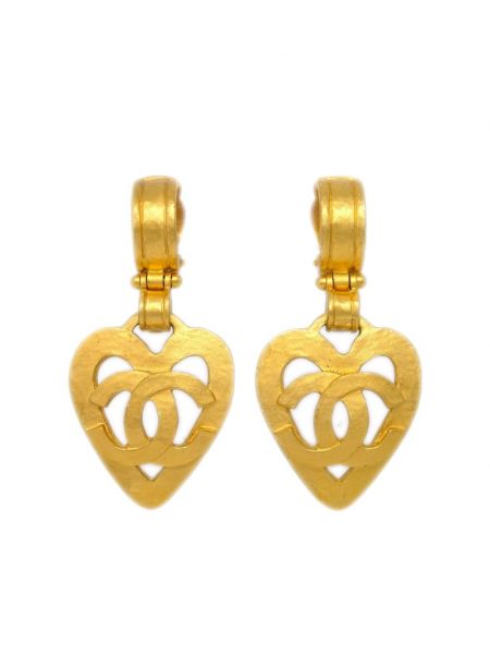 Σκουλαρίκια με κλιπ με μοτίβο καρδιά Chanel Pre-owned χρυσό