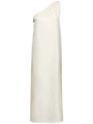 Asimetrična svilena midi obleka Loulou Studio bela