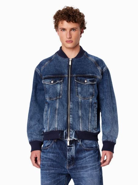 Бавовняна джинсова куртка Armani Exchange синя
