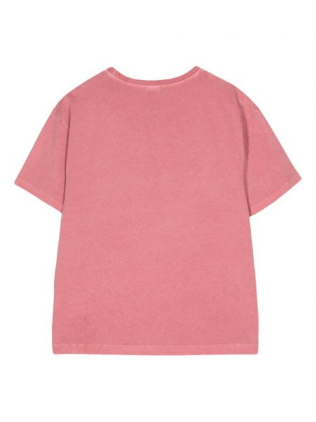 Medvilninis siuvinėtas marškinėliai Ps Paul Smith rožinė