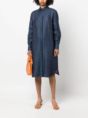 Robe longue en lin avec manches longues Kiton bleu