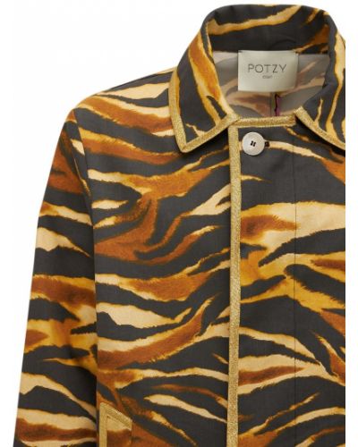 Bavlněná bunda s tygřím vzorem Potzy hnědá