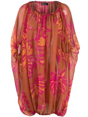 Obleka s cvetličnim vzorcem s potiskom Gianluca Capannolo oranžna