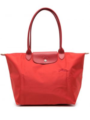 Nákupná taška s výšivkou Longchamp červená