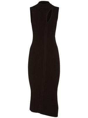Midi šaty bez rukávov Versace čierna