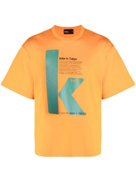 Памучна тениска с принт Kolor оранжево