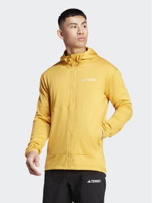 Slim fit priliehavá mikina s kapucňou Adidas žltá