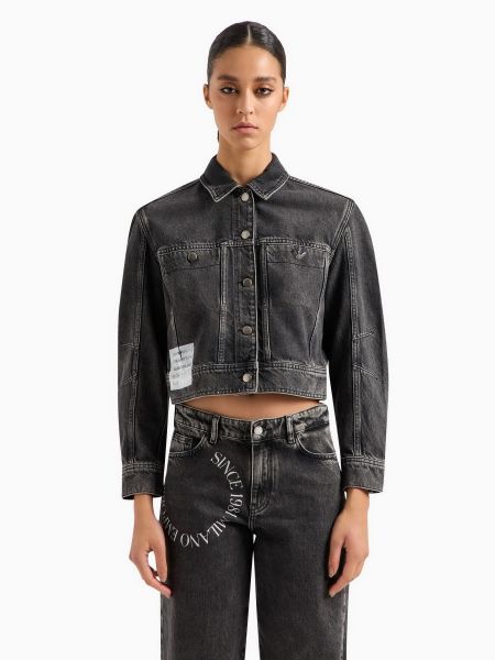 Чорна бавовняна джинсова куртка Emporio Armani