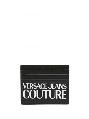 Dabīgās ādas maku ar apdruku Versace Jeans Couture melns