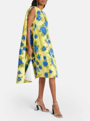 Pamučna midi haljina s cvjetnim printom s printom Marni žuta