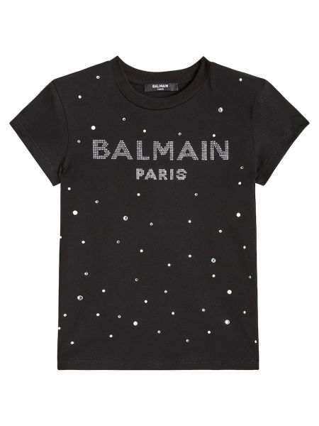 Trøje bomuld t-shirt for piger Balmain Kids sort