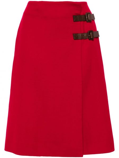 Vlnená sukňa s prackou Christian Dior Pre-owned červená