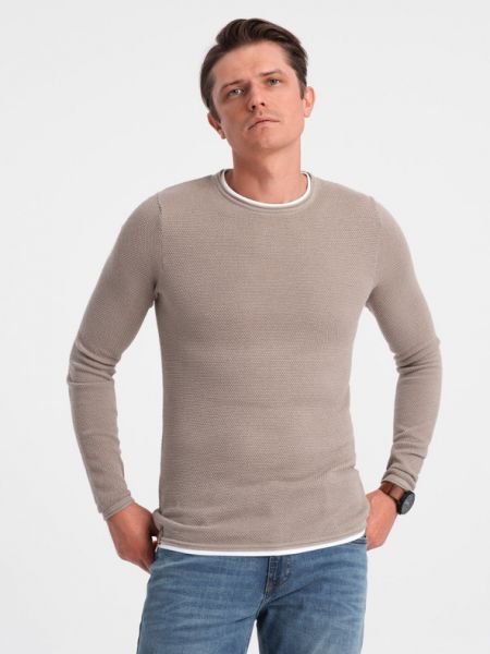 Памучен пуловер Ombre бежово