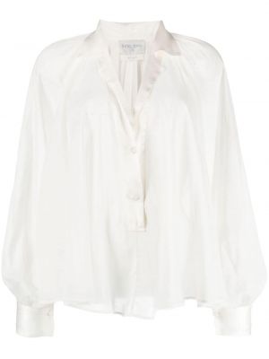 Βαμβακερή μπλούζα με λαιμόκοψη v Forte_forte λευκό