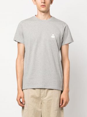 Bavlněné tričko s potiskem Marant šedé