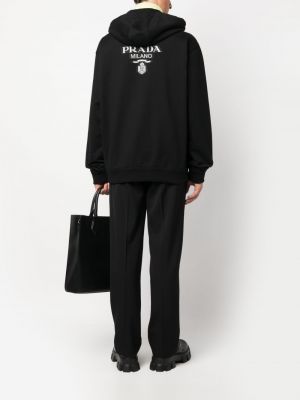 Nylon hoodie mit print Prada schwarz