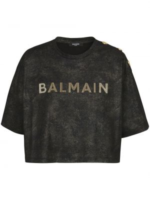 T-shirt con stampa Balmain nero