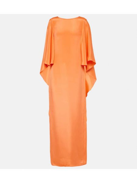 Selyem hosszú ruha Max Mara narancsszínű