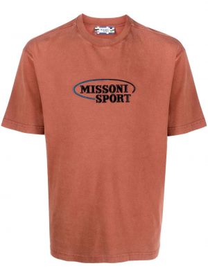 T-shirt brodé en coton Missoni marron