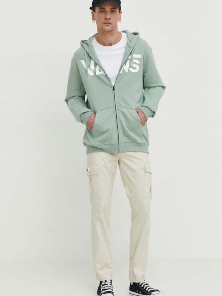 Pamučna hoodie s kapuljačom Vans zelena
