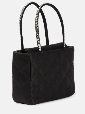 Ватирани сатенени шопинг чанта Amina Muaddi черно